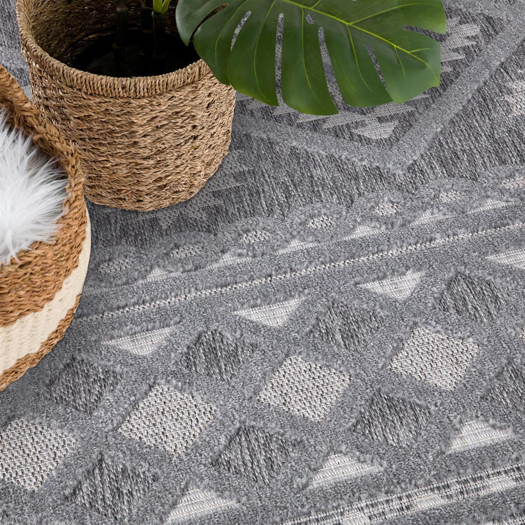 Thumbnail - carpet city Outdoor-Teppich, Anthrazit, Textil, Ethno, Rechteckig, 80x250 cm, Oeko-Tex® Standard 100, pflegeleicht, UV-b...
