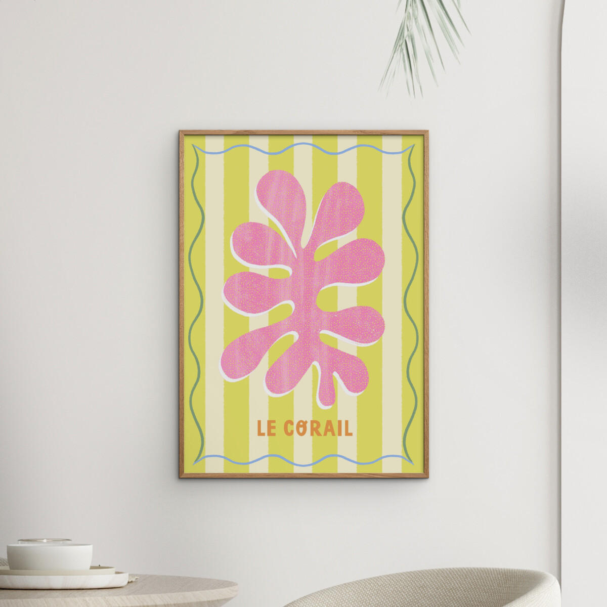POSTER mit Rahmen Melissa Donne - Le Corail Lemon/Cream - Eichefarben/Multicolor, Holz/Papier (50/70cm) - Poster&Frame
