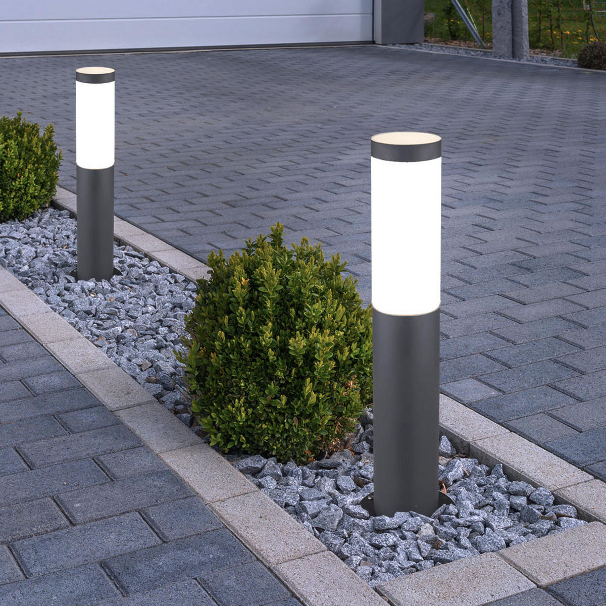 LED AUSSENLEUCHTE Edelstahl Anthrazit 2er Set - Anthrazit, Metall (7.6/7.6/45cm)