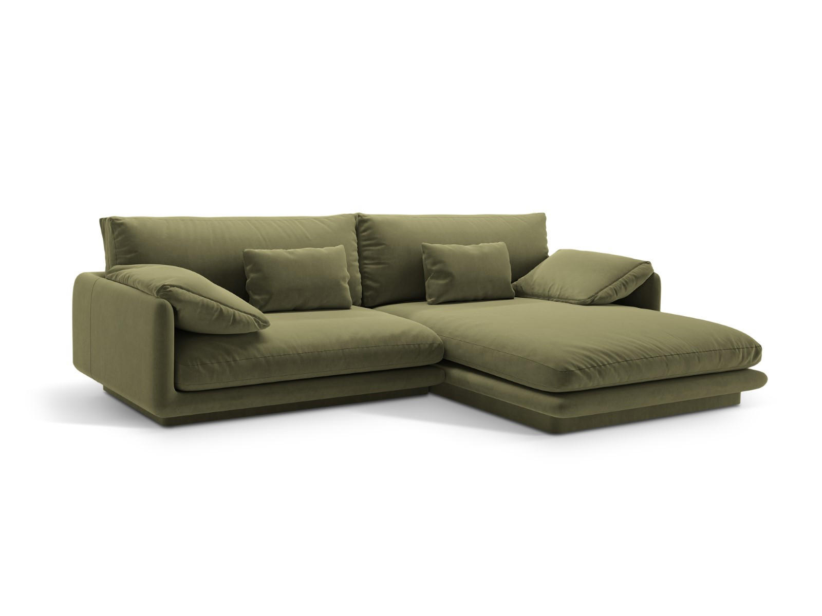 ECKSOFA rechts Torino aus Samt hellgrün 4 Sitzplätze - Hellgrün, Textil (170/250cm) - Micadoni