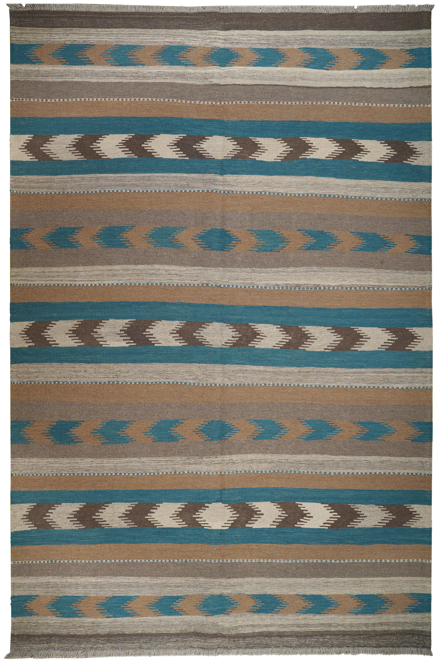 HANDWEBTEPPICH Kelim Gashgai Blaugrau 300/197 cm Schurwolle - Blaugrau, Textil (197/300cm) - Looma