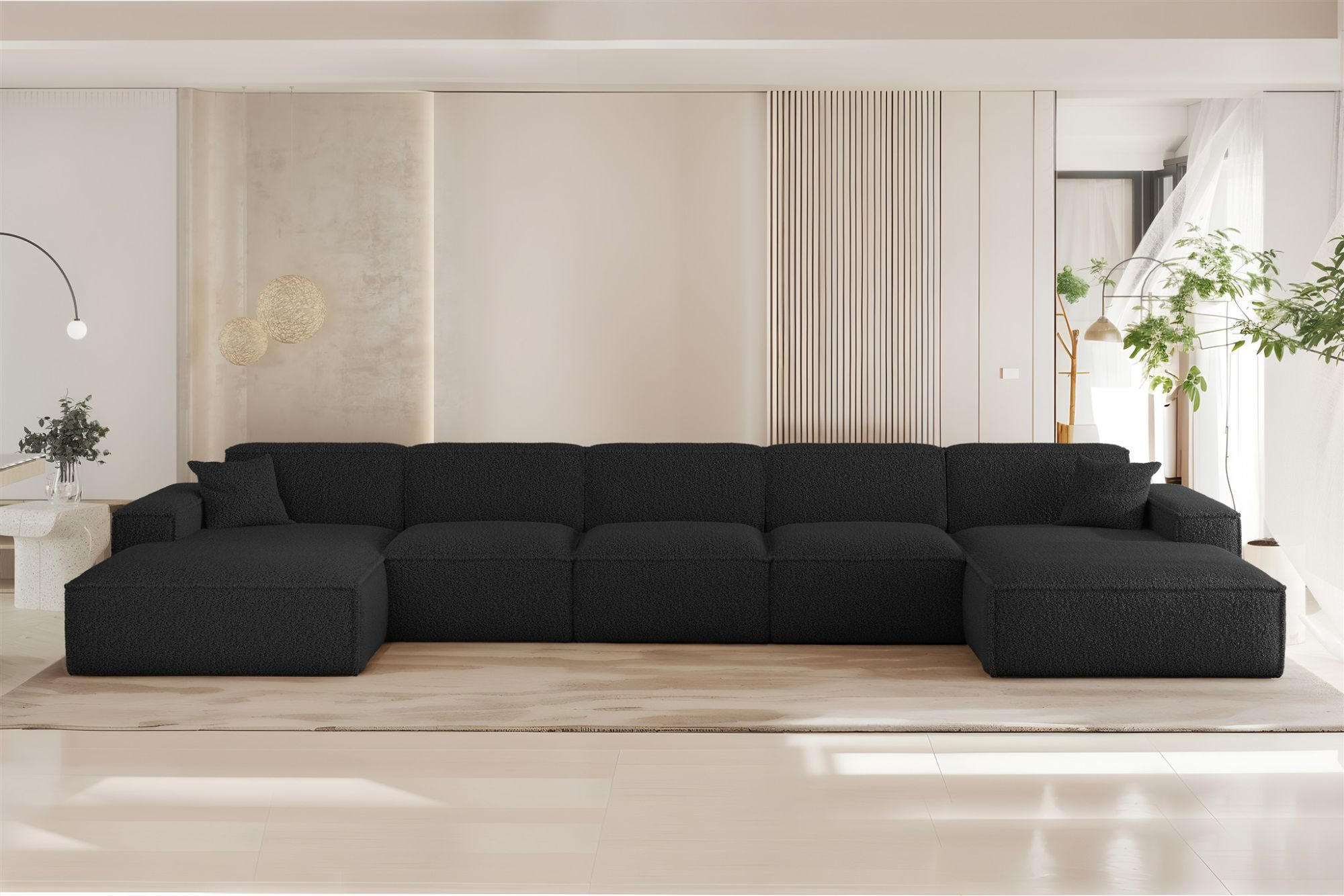 WOHNLANDSCHAFT Celes Premium Xl Sven - Schwarz, Holzwerkstoff/Textil (462/73/165cm) - Fun Möbel