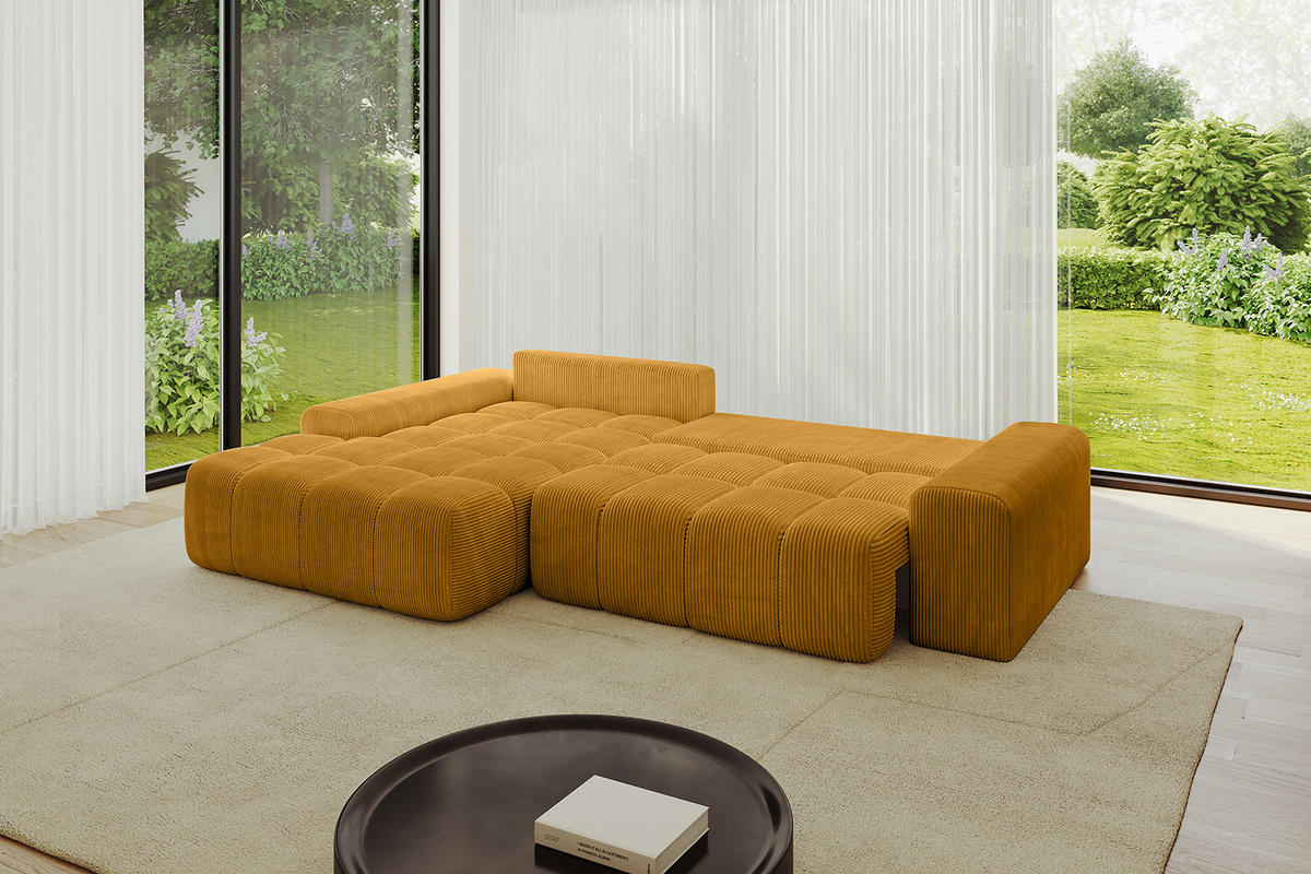 ECKSOFA Ottomane Links ENSI-L - 267x164x88 cm Currygelb - Currygelb, Holzwerkstoff/Kunststoff (267/164cm) - ALTDECOR