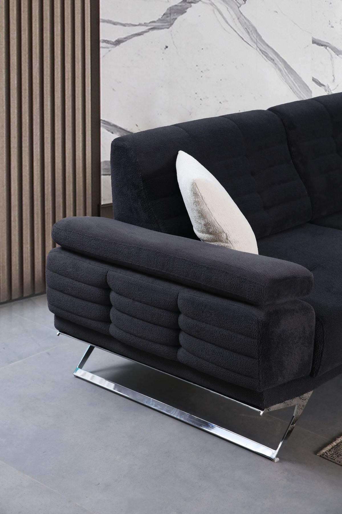 2-SITZER Sofa LINDY, Schwarz - Schwarz, Leder/Textil (195/89/100cm)