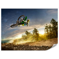 FOTOTAPETE für Jugendzimmer Motocross Sprung Berge Bäume 500x350 - Gelb/Beige, Papier (500/350cm) - Muralo