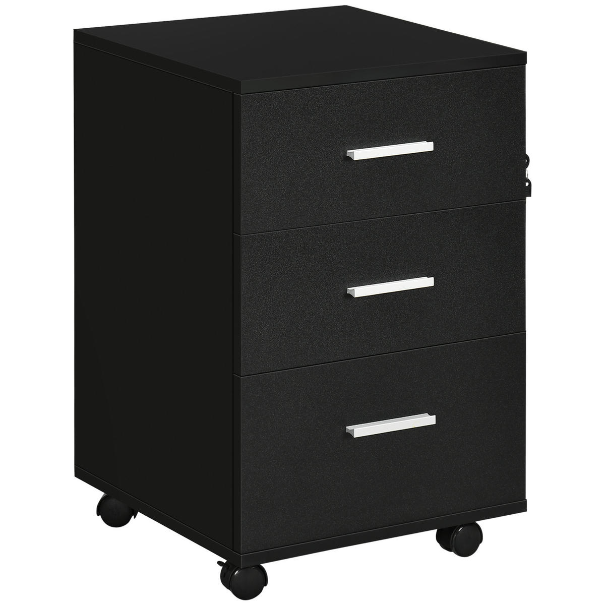 ROLLCONTAINER DE-14417 3 Schubladen abschließbar Schwarz - Schwarz, Holzwerkstoff (40/62/40cm) - ComfortXL