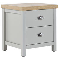 NACHTTISCH grau/heller Holzfarbton 2 Schubladen Clio - Hellbraun/Silberfarben, Holzwerkstoff (45/49/39cm) - Beliani