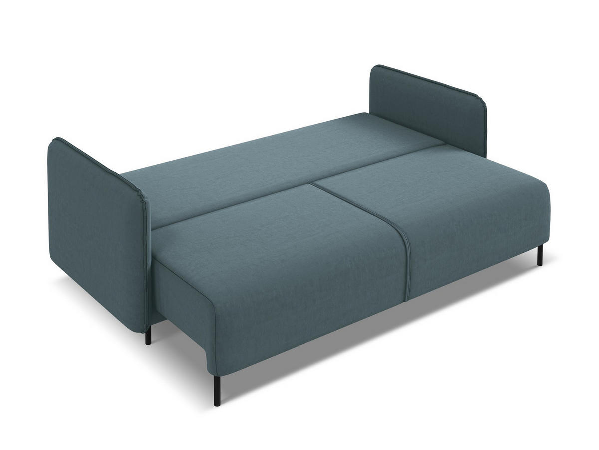 3-SITZER SOFA mit Schlaffunktion Samt Stoff Blau - Blau/Petrol, Holz/Textil (226/90/92cm) - Makamii