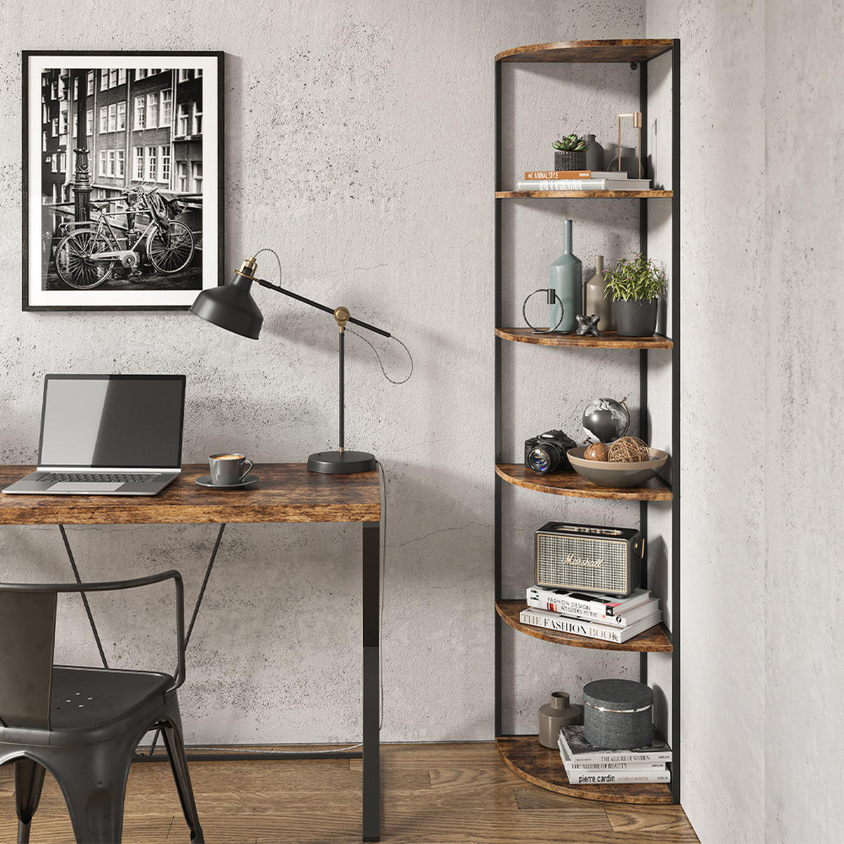 BÜCHERREGAL Fyrk Antikholz 40 x 180 cm - Eichefarben/Schwarz, Holzwerkstoff (40/180/40cm) - Vicco