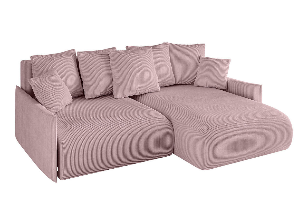 ECKSOFA Ottomane rechts ONESK-L -v1 216x177x72 Rosa Cord - Rosa, Holzwerkstoff/Kunststoff (177/216cm) - ALTDECOR