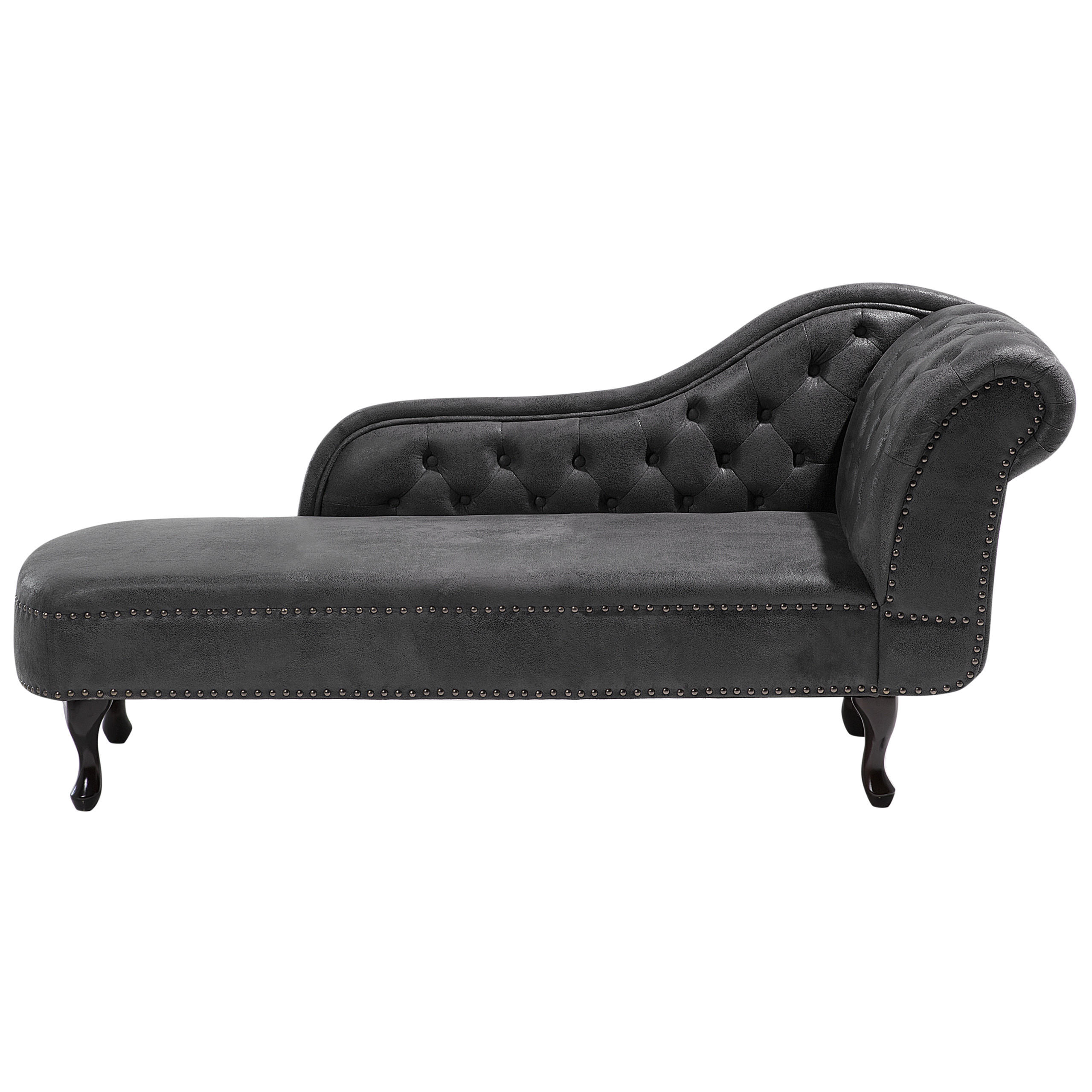 CHAISELONGUE Kunstwildleder dunkelgrau rechtsseitig Nimes - Grau, Kunststoff (170/79/73cm) - Beliani