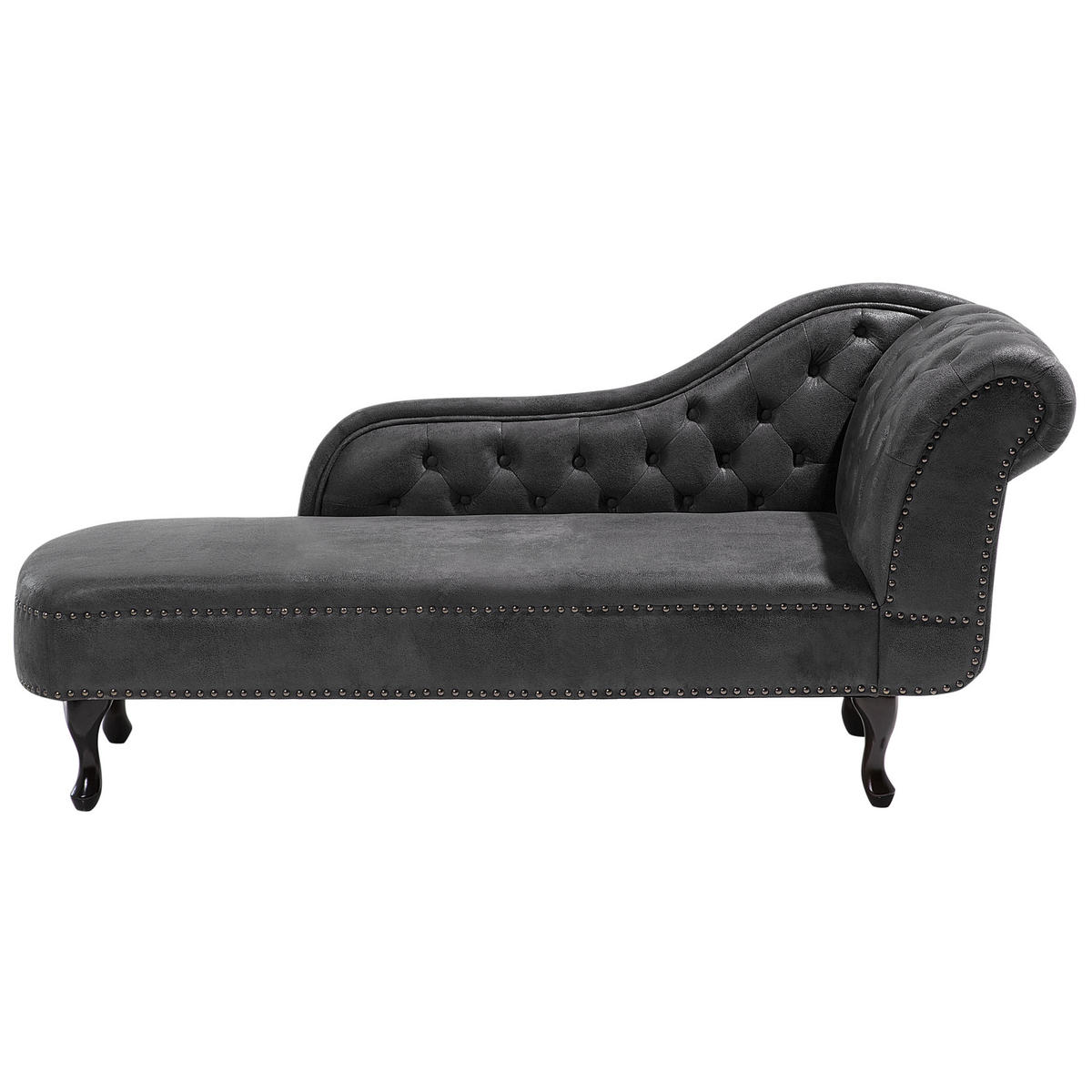 CHAISELONGUE Kunstwildleder dunkelgrau rechtsseitig Nimes - Grau, Kunststoff (170/79/73cm) - Beliani