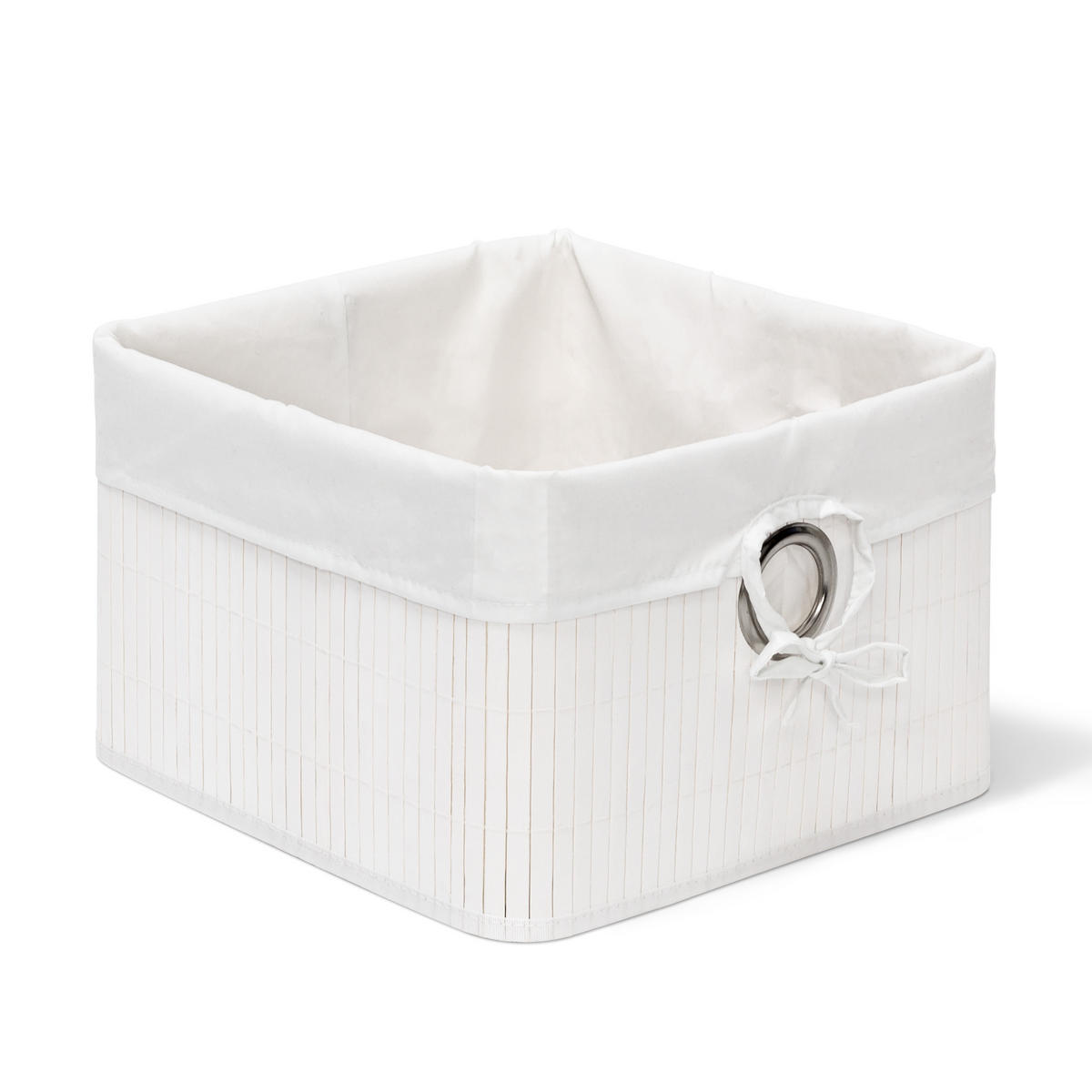 ÚLOŽNÝ koš - biela, kov/drevo (31/20/31cm) - Relaxdays