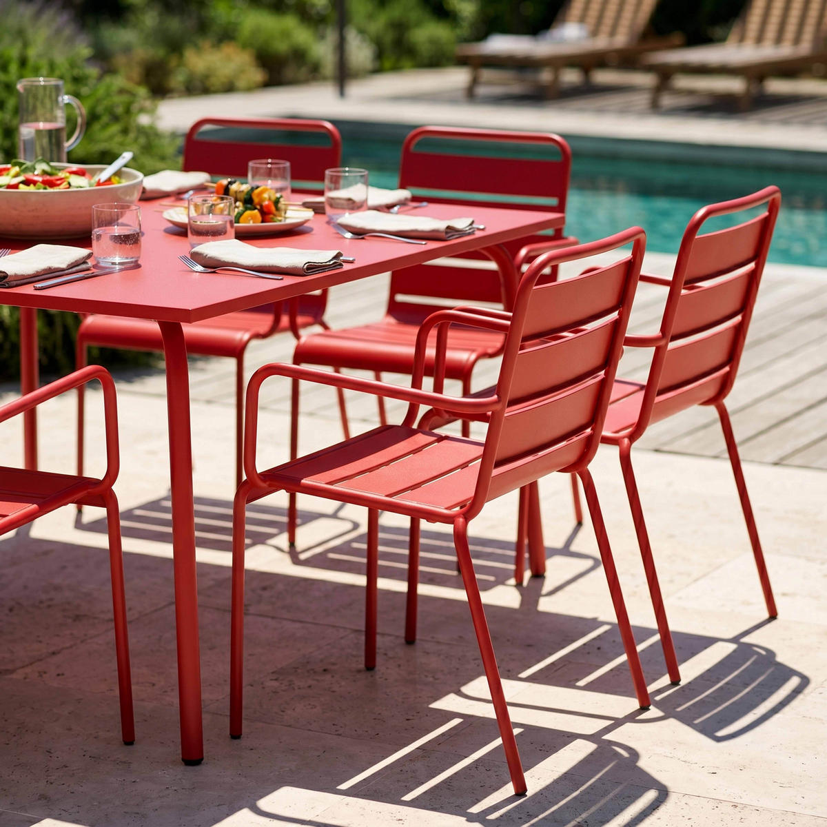GARTENSET 9-tlg., Rot - Rot, Metall - Oviala