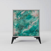 SIDEBOARD ABSTRACT ALCHEMY, Grau, 57,5x42x70,5 cm, Schwarze Metall-Sternfüße - Multicolor/Schwarz, Holzwerkstoff/Metall (57.5/70.5/42cm) - SpaceRebels