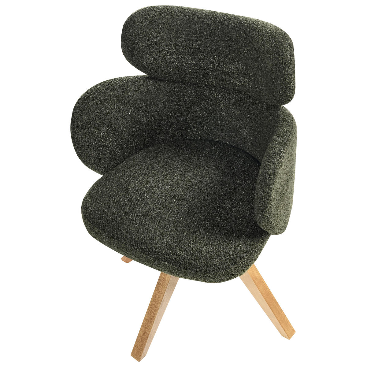 ESSZIMMERSTUHL drehbar Bouclé Dunkelgrün Marcy - Braun/Grün, Textil (60/85/66cm) - Beliani