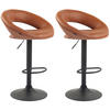 BARHOCKER 2er Set Mekim Kunstleder Hellbraun Schwarz - Hellbraun, Leder/Metall (53/80/47cm) - DELUKE