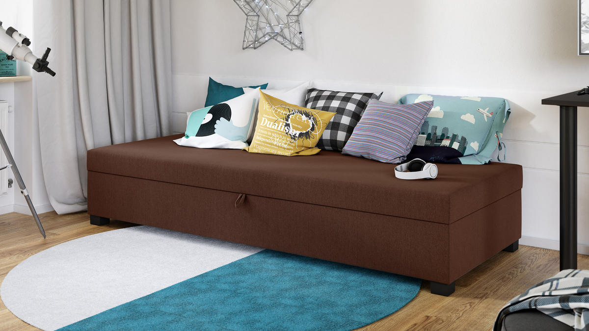 SCHLAFSOFA Misti I - Schwarz/Braun, Holz/Kunststoff (195/38/80cm)