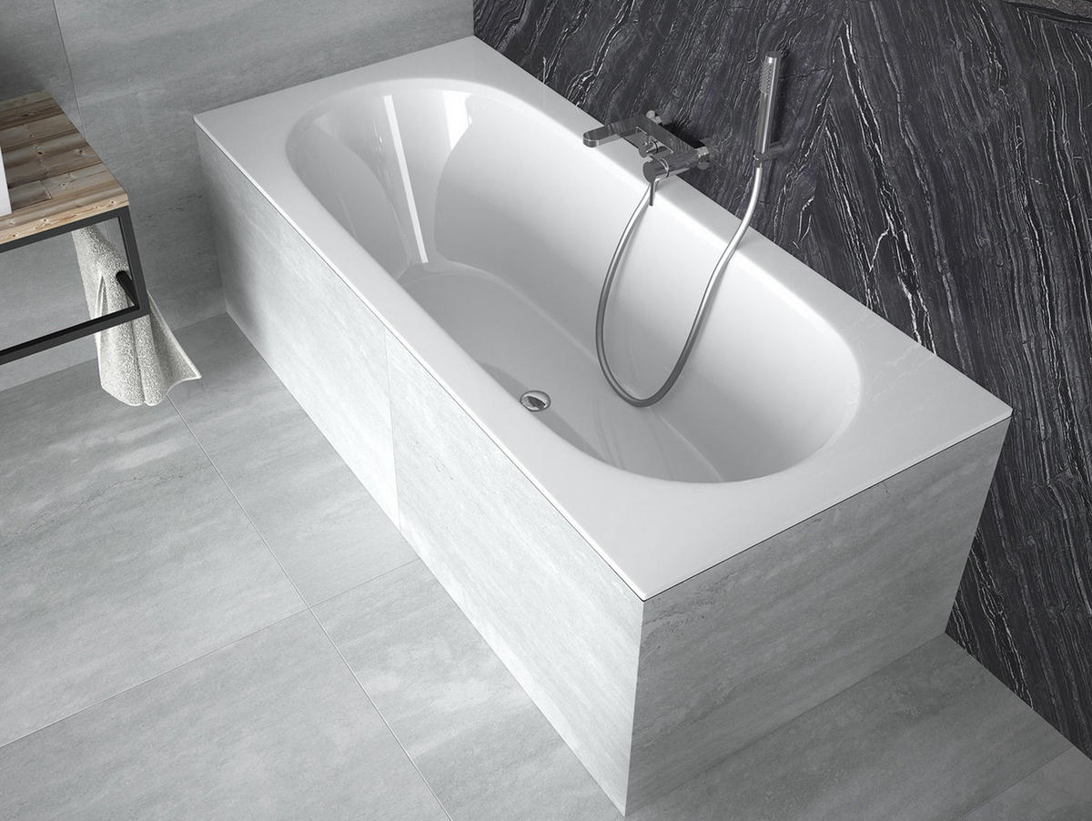 BADEWANNE Rechteck VITAE SLIM 180/80 Ablauf & Füße - Weiß, Kunststoff (80/55.5/180cm) - bad land