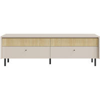 LOWBOARD Monako mit 4 Schubalden, Beige Sand - Eichefarben/Beige, Holzwerkstoff/Metall (163/51/42cm) - Beautysofa