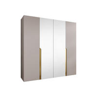 DREHTÜRENSCHRANK Mila II 200 - Kaschmir/Goldfarben, Holzwerkstoff/Kunststoff (200/202/52cm) - MIRJAN24