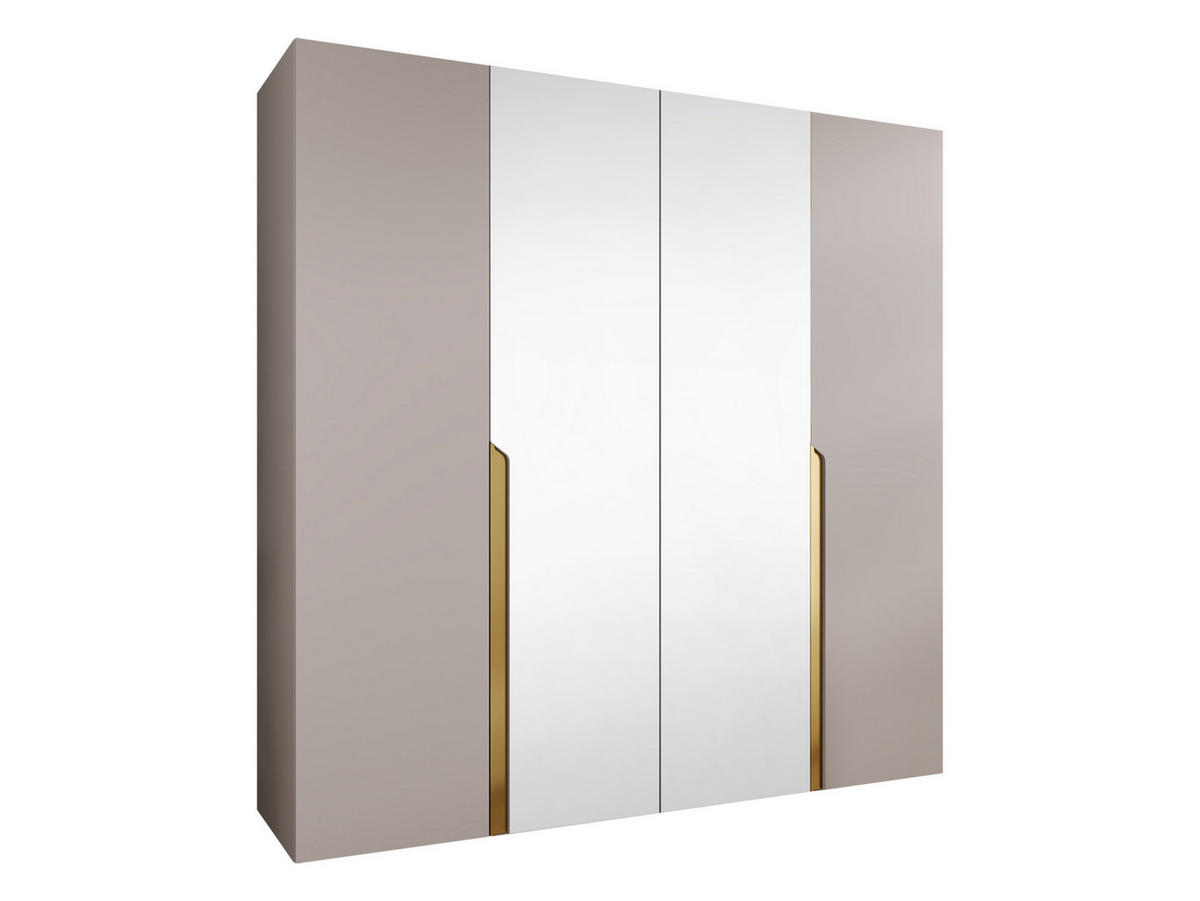 DREHTÜRENSCHRANK Mila II 200 - Kaschmir/Goldfarben, Holzwerkstoff/Kunststoff (200/202/52cm) - MIRJAN24
