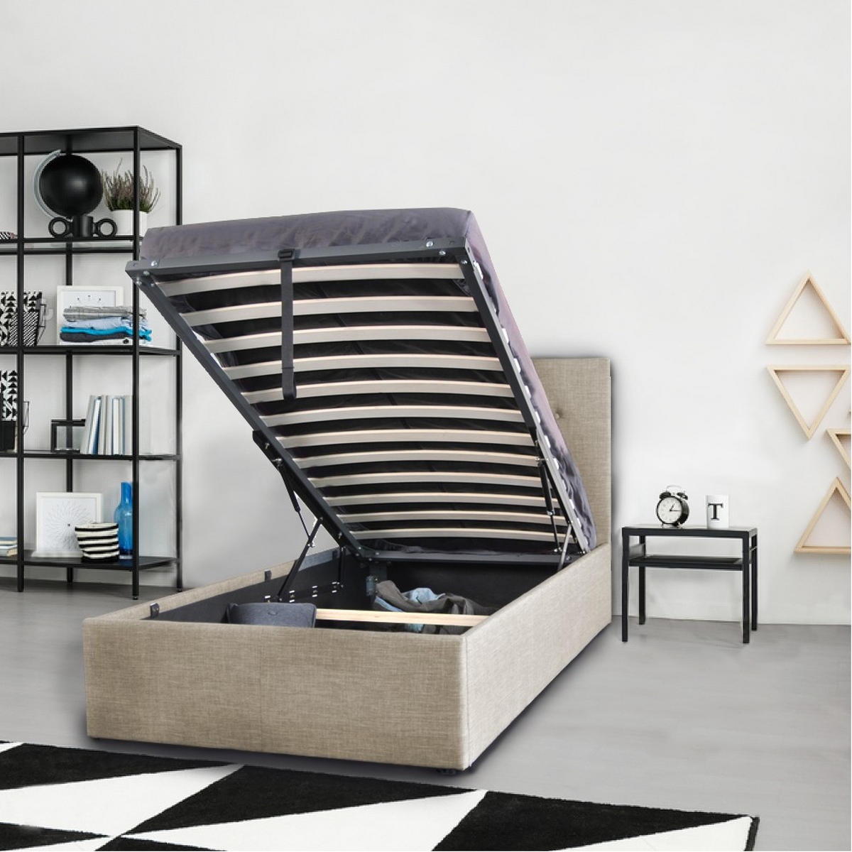 BETT PARMA 90x190 mit Lattenrost - Beige - Beige, Holzwerkstoff (90/190cm) - Weber Industries