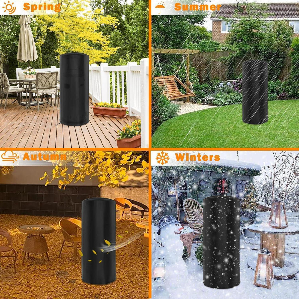 TERRASSENHEIZER Abdeckung 50 x 50 x 120 cm Oxford wasserdicht - Schwarz, Textil (50/120/50cm)