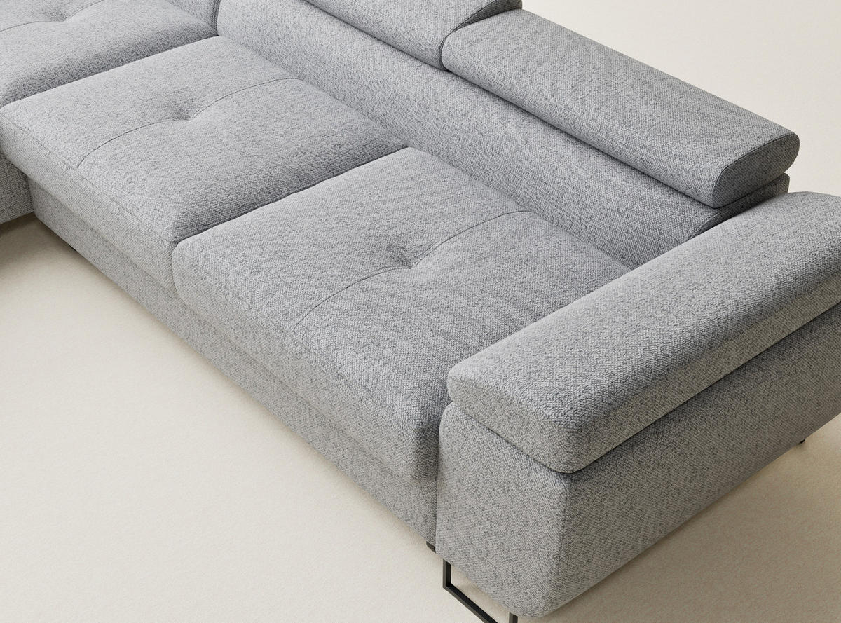 ECKSOFA MIT SCHLAFFUNKTION Concord Hellgrau Webstoff - Hellgrau/Schwarz, Holz/Holzwerkstoff (277/203cm) - Maison de Reve
