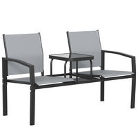 GARTENBANK Metall Texteline Grau - Grau, Metall (67/81/135cm) - Outsunny