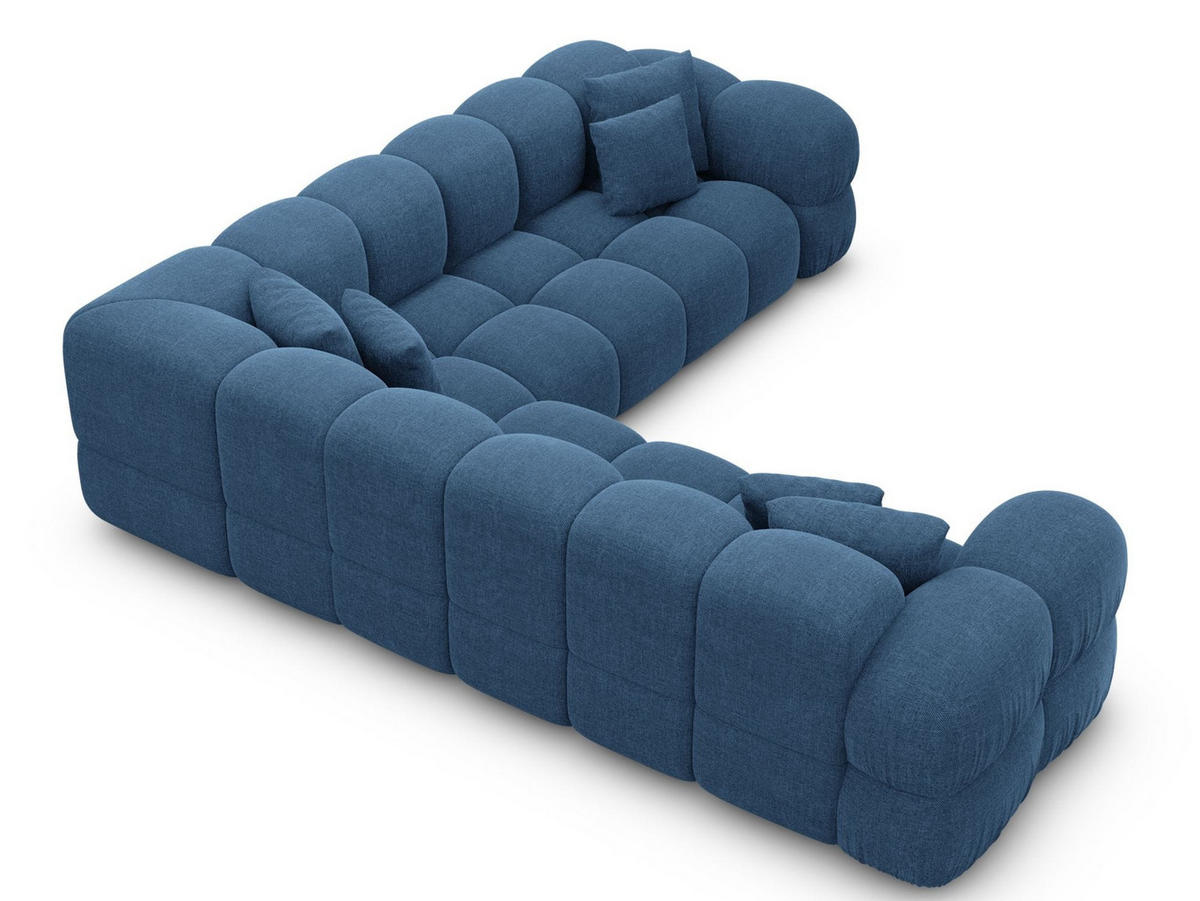 COUCH Monteverde L-Form Dunkelblau Strukturstoff - Dunkelblau, Textil (253/253cm)