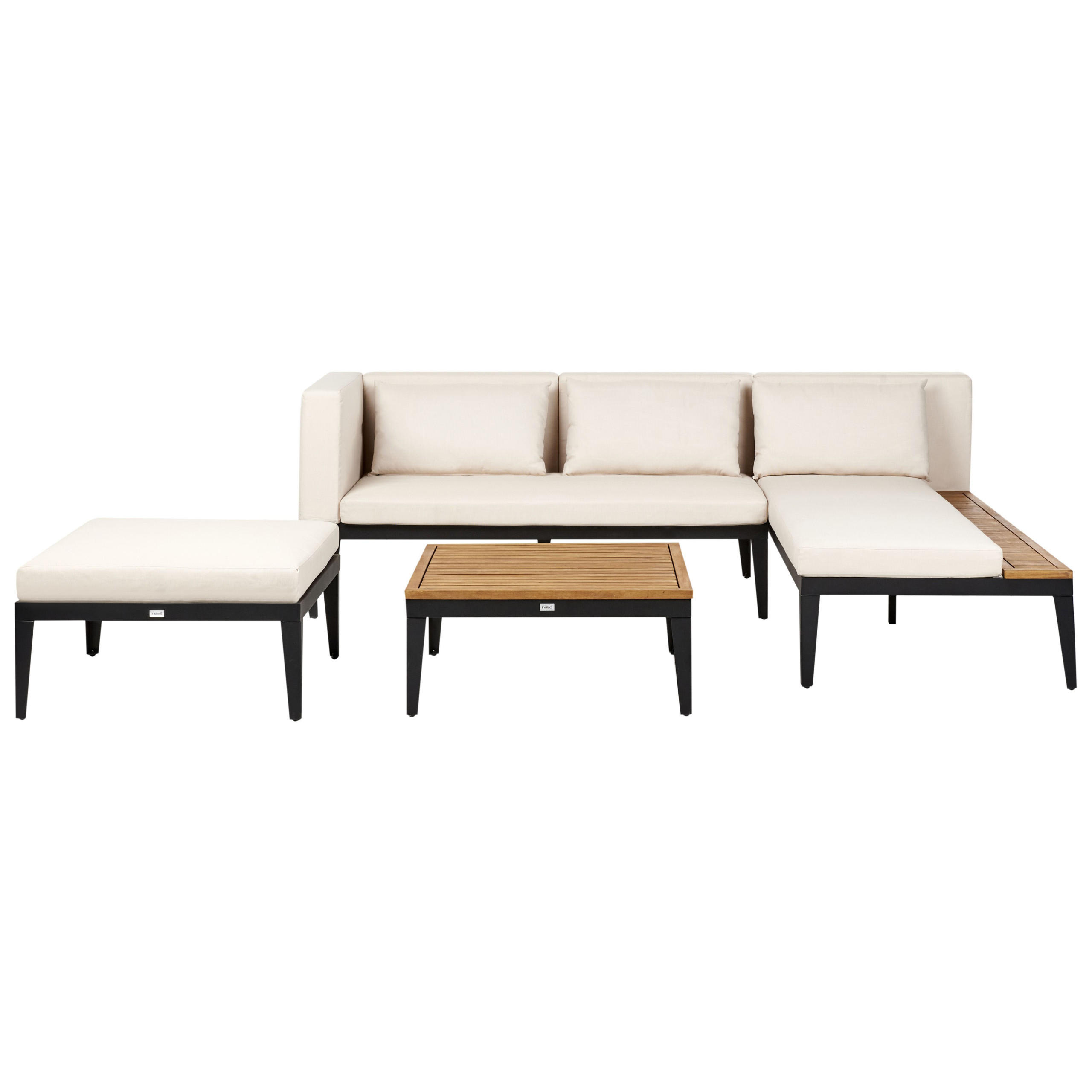 LOUNGE-SET 3-Sitzer Beige Bracciano - Hellbraun/Beige, Holz - Beliani