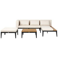 LOUNGE-SET 3-Sitzer Beige Bracciano - Hellbraun/Beige, Holz - Beliani