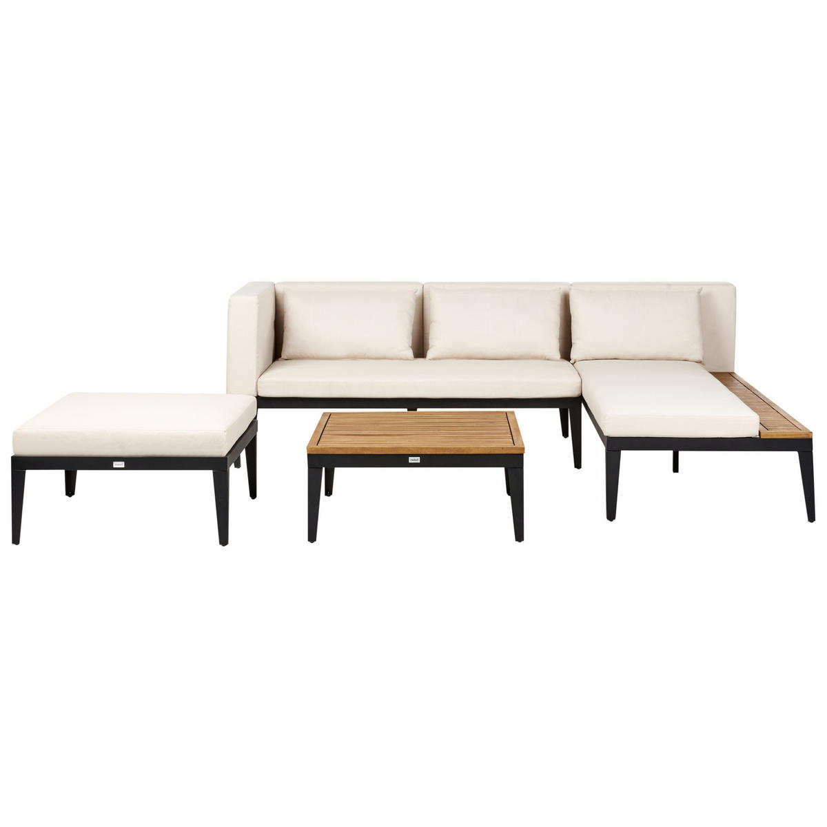 LOUNGE-SET 3-Sitzer Beige Bracciano - Hellbraun/Beige, Holz - Beliani