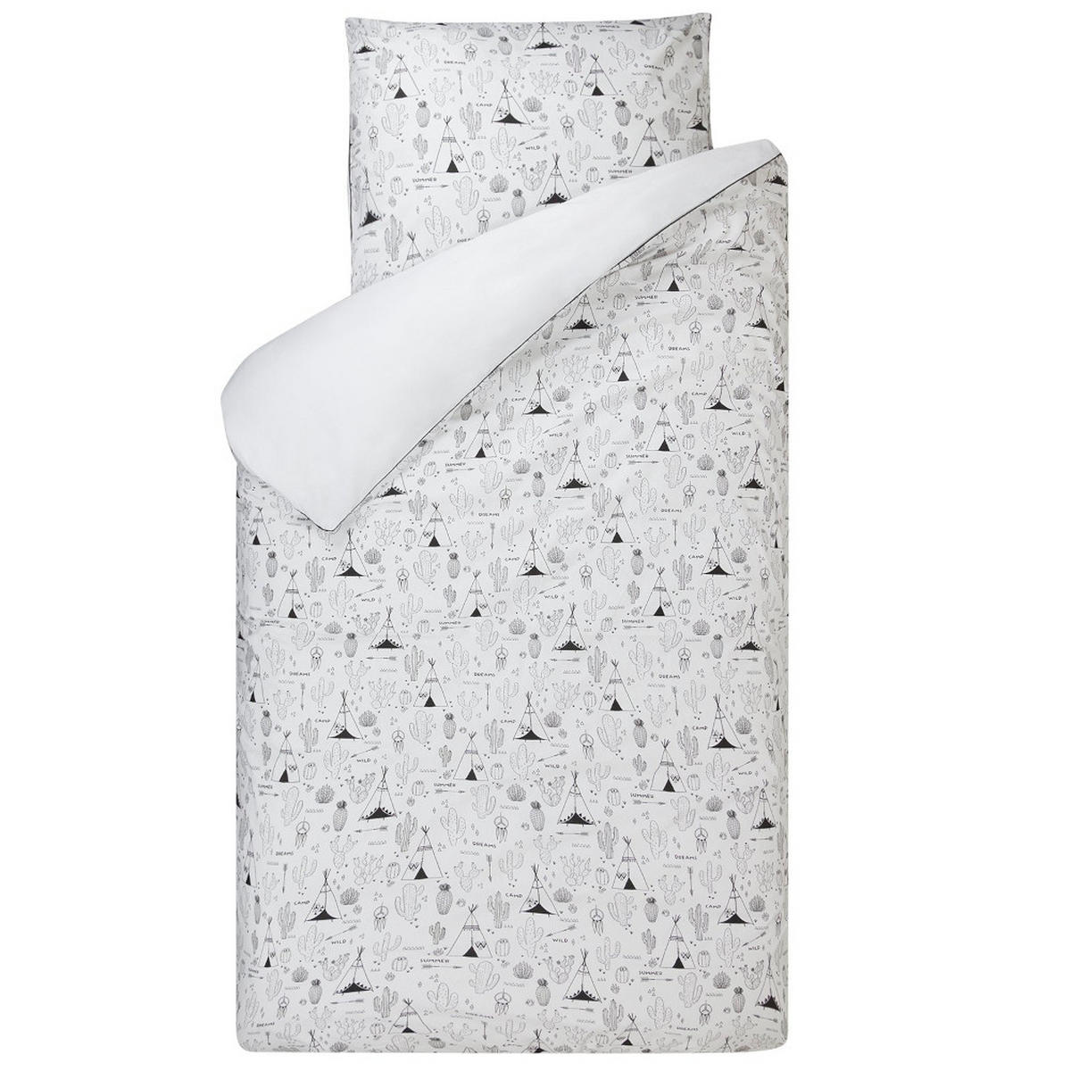 BETTWÄSCHE Tipis schwarz auf weiß 135 x 200 - Weiß, Textil (135/200cm) - Bink