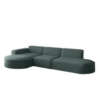 ECKSOFA Ottomane Palma Opera Velvet - Smaragdgrün, Holzwerkstoff/Textil (296/165cm) - Fun Möbel