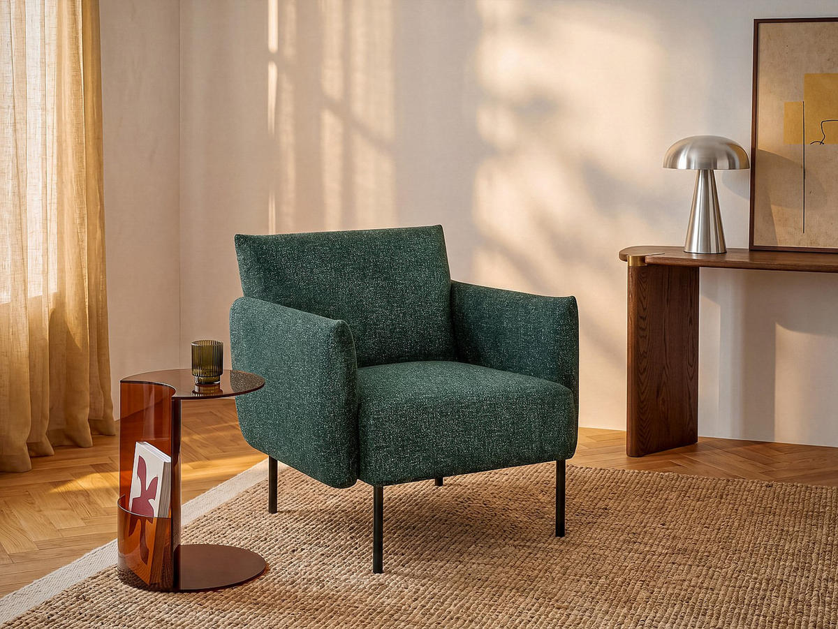 SESSEL mit gerader Rückenlehne - 1 Person - stoff - grün Geraldia - Grün, Textil/Metall (78/80/81cm) - Vente-Unique