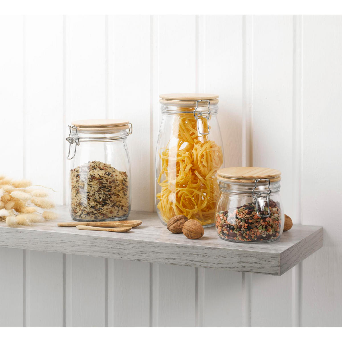 GLAS mit Bambusdeckel 0,45 l 11/11/10 cm - Transparent, Glas (11/10/11cm) - Homea