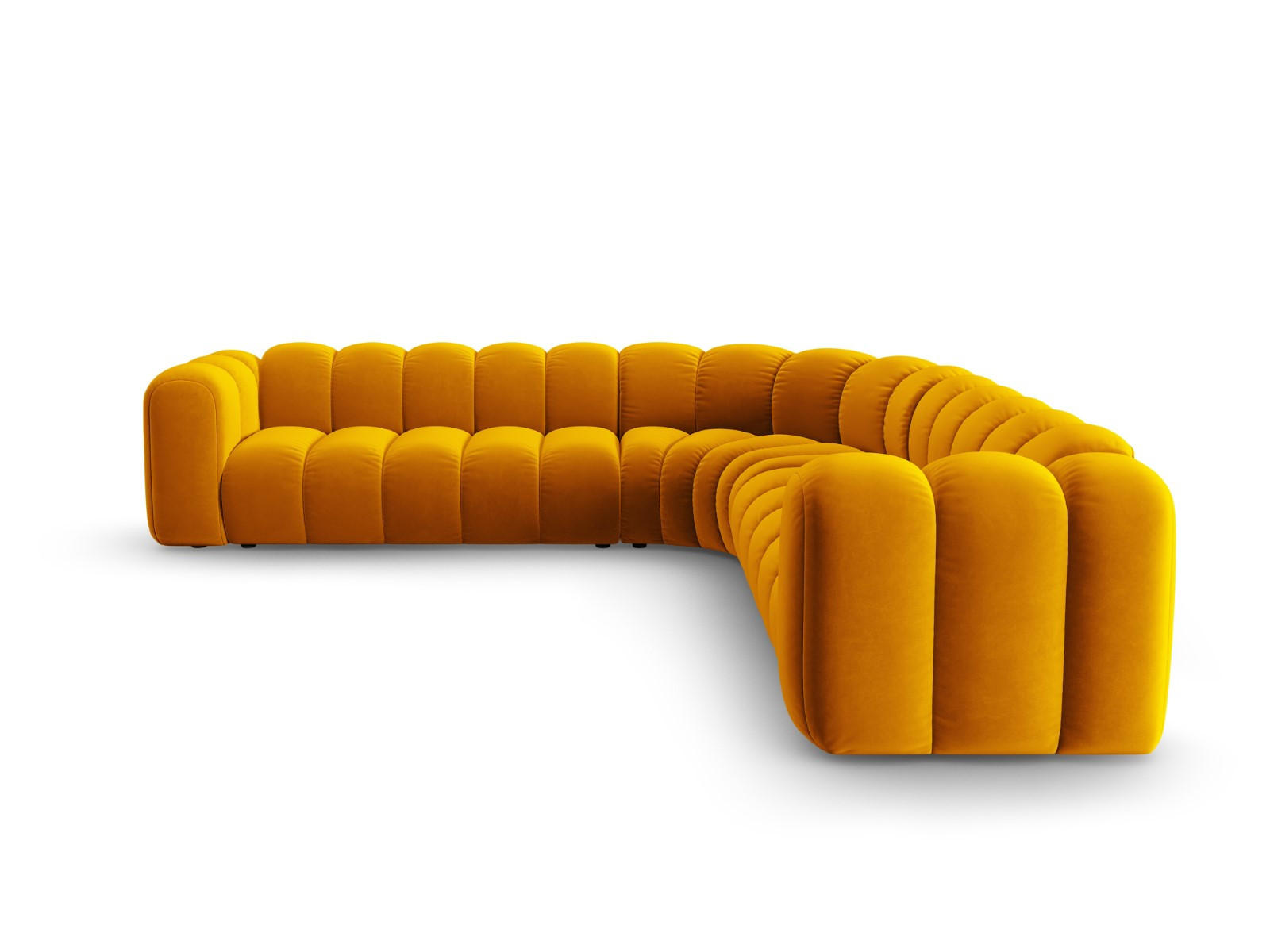 ECKSOFA symmetrisch modular Lupine aus Samt gelb 5 Sitzplätze - Gelb, Textil (309/309cm) - Micadoni