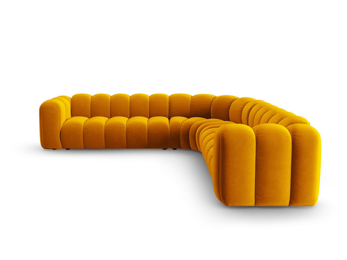 ECKSOFA symmetrisch modular Lupine aus Samt gelb 5 Sitzplätze - Gelb, Textil (309/309cm) - Micadoni