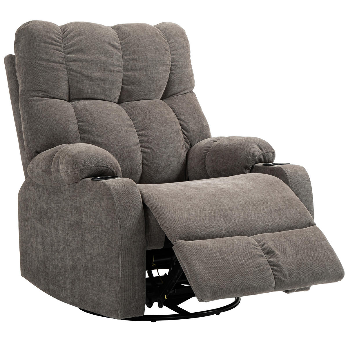 RELAXSESSEL DE-06294 mit Fußstütze, drehbar, Schaukelfunktion Hellbraun - Braun, Textil/Metall (96/108/88cm) - ComfortXL