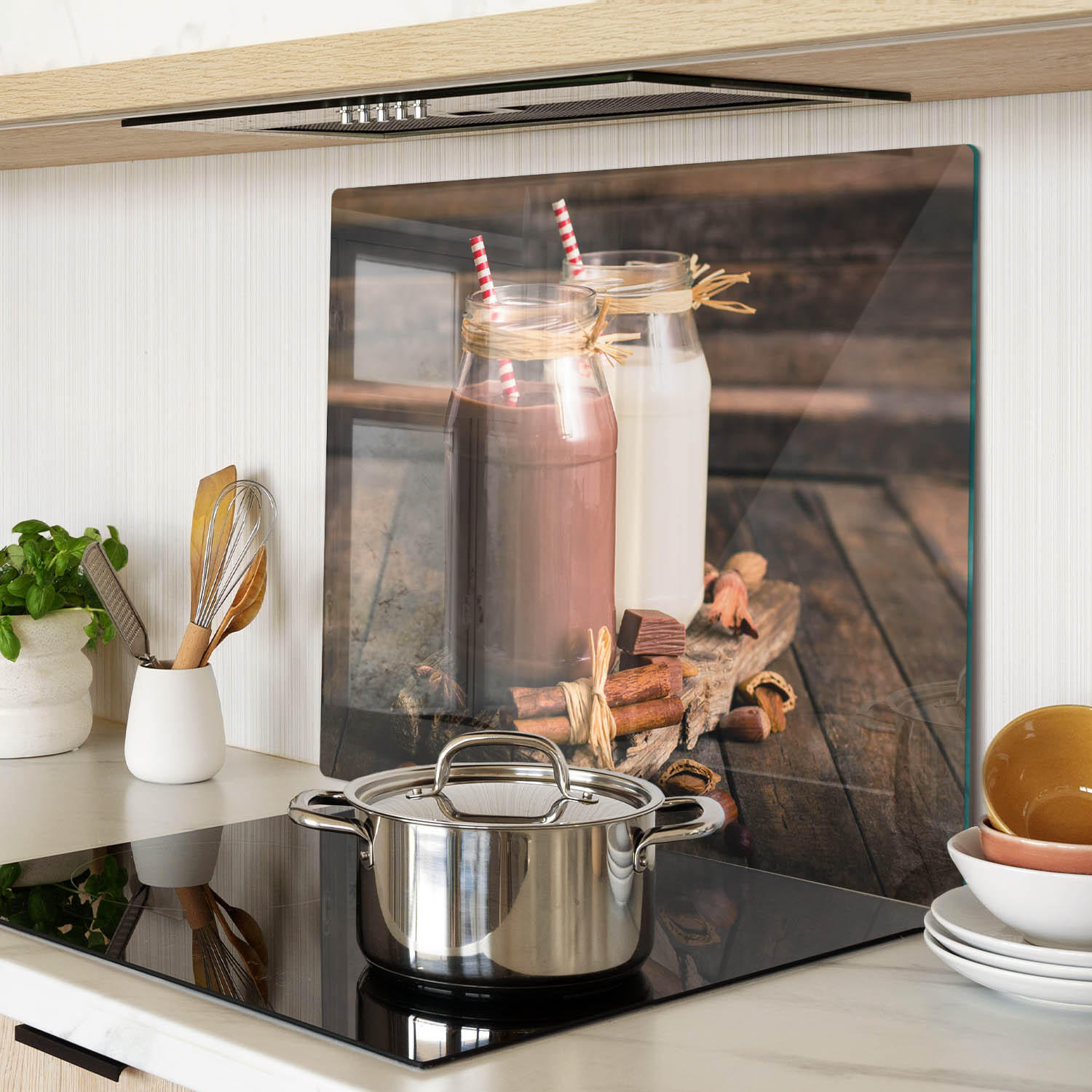 GLASPLATTE 60x52 cm Cocktails in Gläsern - Braun, Glas (60/0.4/52cm) - TULUP