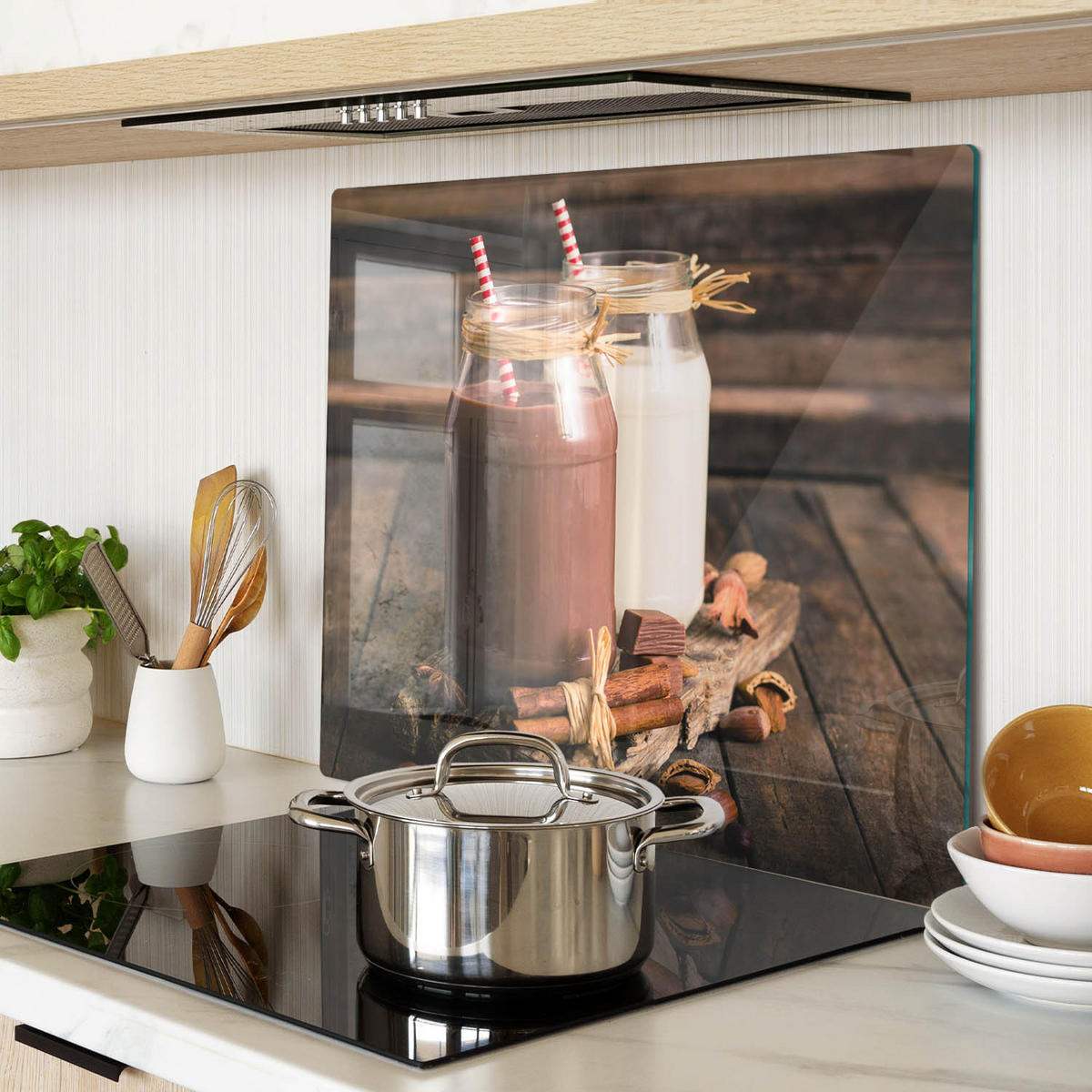 GLASPLATTE 60x52 cm Cocktails in Gläsern - Braun, Glas (60/0.4/52cm) - TULUP