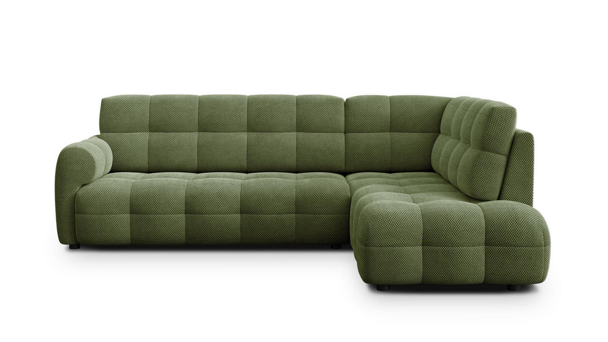 ECKSOFA MELLOW 5-Sitzer, olive - Schwarz/Grün, Holz/Textil (283/191cm) - Courtois Laville