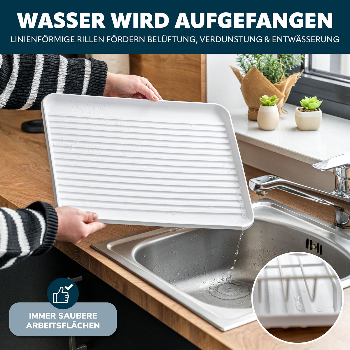 ABTROPFGESTELL mit Besteckfach und Wanne - Weiß, Metall (43/15.5/32cm) - eluno
