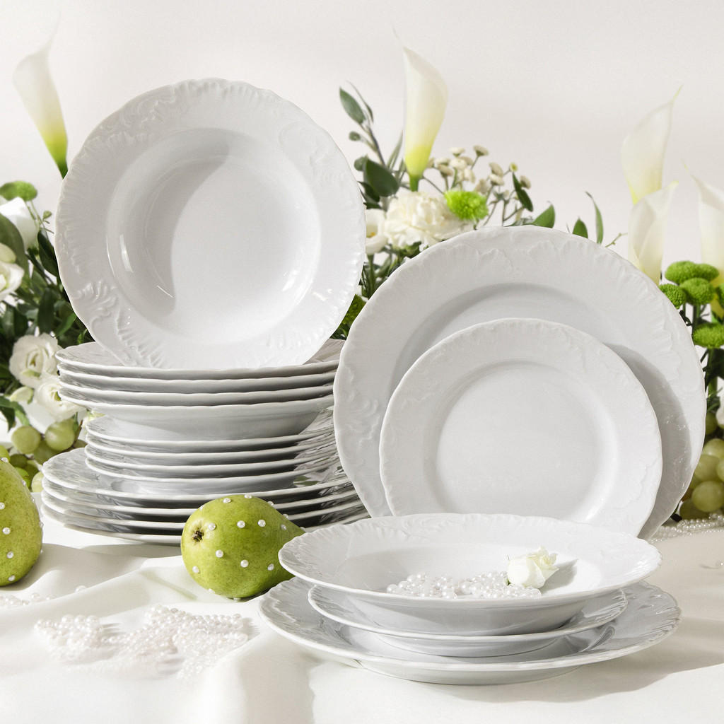 Thumbnail - Konsimo® Tafelservice, Weiß, Keramik, 25x2x25 cm, Essen & Trinken, Geschirr, Geschirr-Sets, Tafelservice