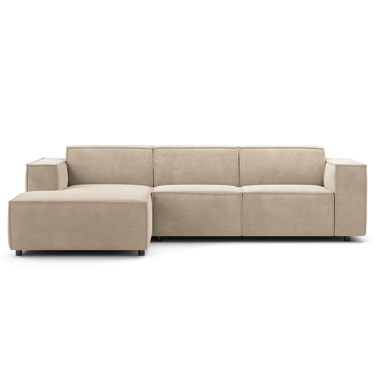 ECKSOFA mit Longchair - Beige/Schwarz, Kunststoff/Textil (260/177cm) - home24