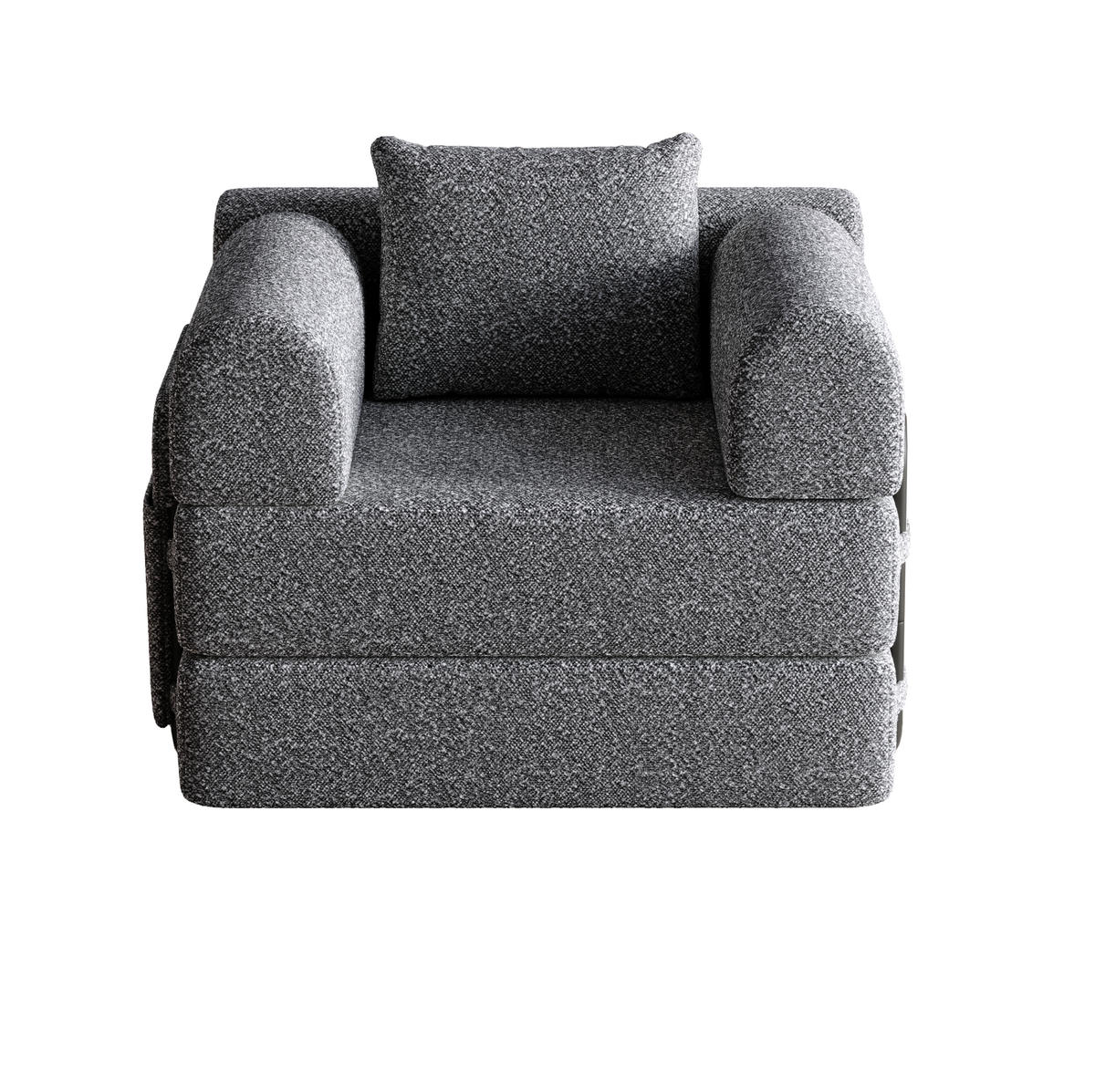 SCHLAFSOFA 2-in-1 Einzelsitzer Chenille Grau - Grau, Kunststoff (91.4/69.8/94cm) - Meubliv
