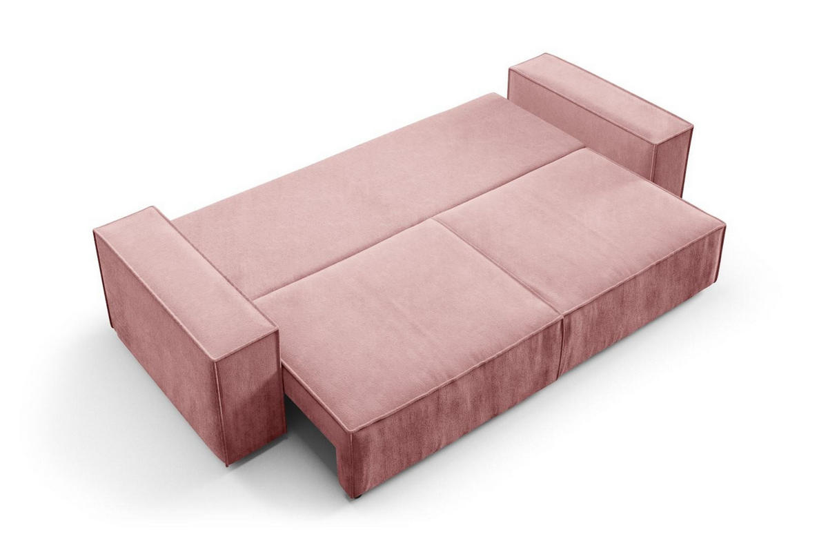 SCHLAFSOFA mit Bettkasten Rose - Altrosa, Textil (255/88/102cm) - Furnisell
