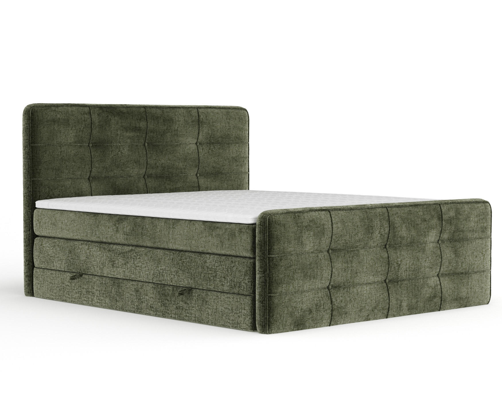 BOXSPRINGBETT Semplice Olivenfarbe 200/200 cm - Schwarz/Olivgrün, Holz/Holzwerkstoff (200/200cm) - Maison de Reve